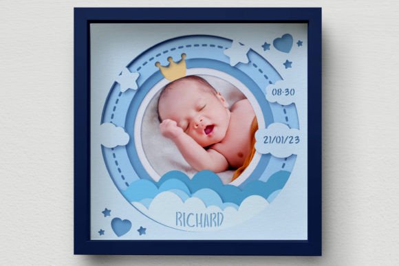 3D Baby Photo Frame Shadow Box SVG