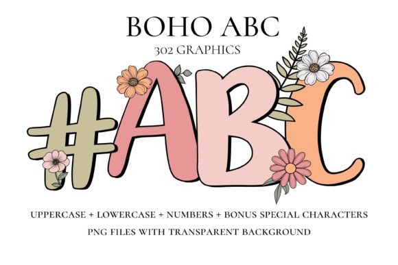 Boho ABC PNG Letters Alpha Guide